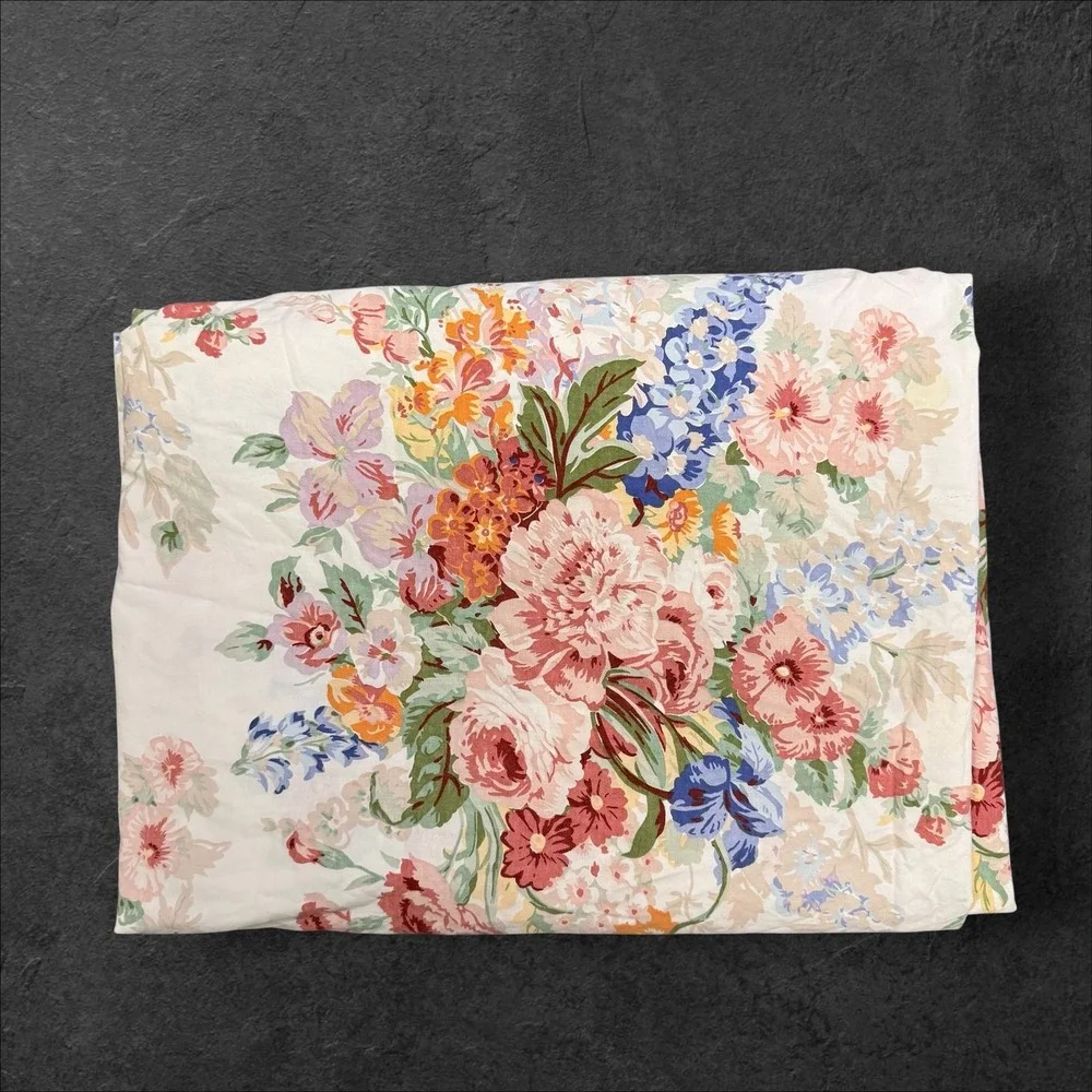 Ralph Lauren Southampton Vintage Floral Chintz Full Fitted Sheet USA Pink Blue